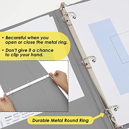 Image of BAZIC Products 1 /2 inch Grey 3-Ring View Binder, Round Ring, 2 Pockets | round rings, 1 /2 in Grey view 3-ring binder, 2 inside pockets, holds up to 100 sheets, Durable poly cover