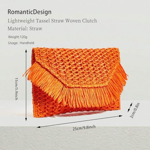Bolso clutch tejido de paja para mujer, ligero, ideal para verano miniatura 4