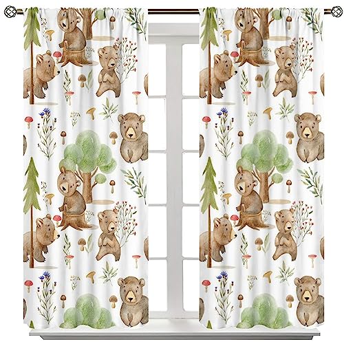 SENRUEGT Cortinas de animais florestais, tratamentos de janela de quarto de casa infantil, desenho a