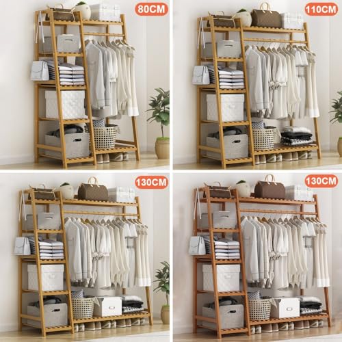 Cintre multifonction en bambou noble de 140 cm pour dressing - 8