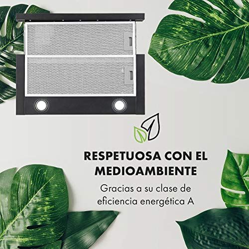 Klarstein-Viola-Campana-extractora-2-potencias-EEC-A-200-W-Extraccion-max-612-mh-Funcion-extensible-Interruptores-Luces-LED-Filtro-grasa-Valvulas-antirretorno-Acero-inoxidable-Negro