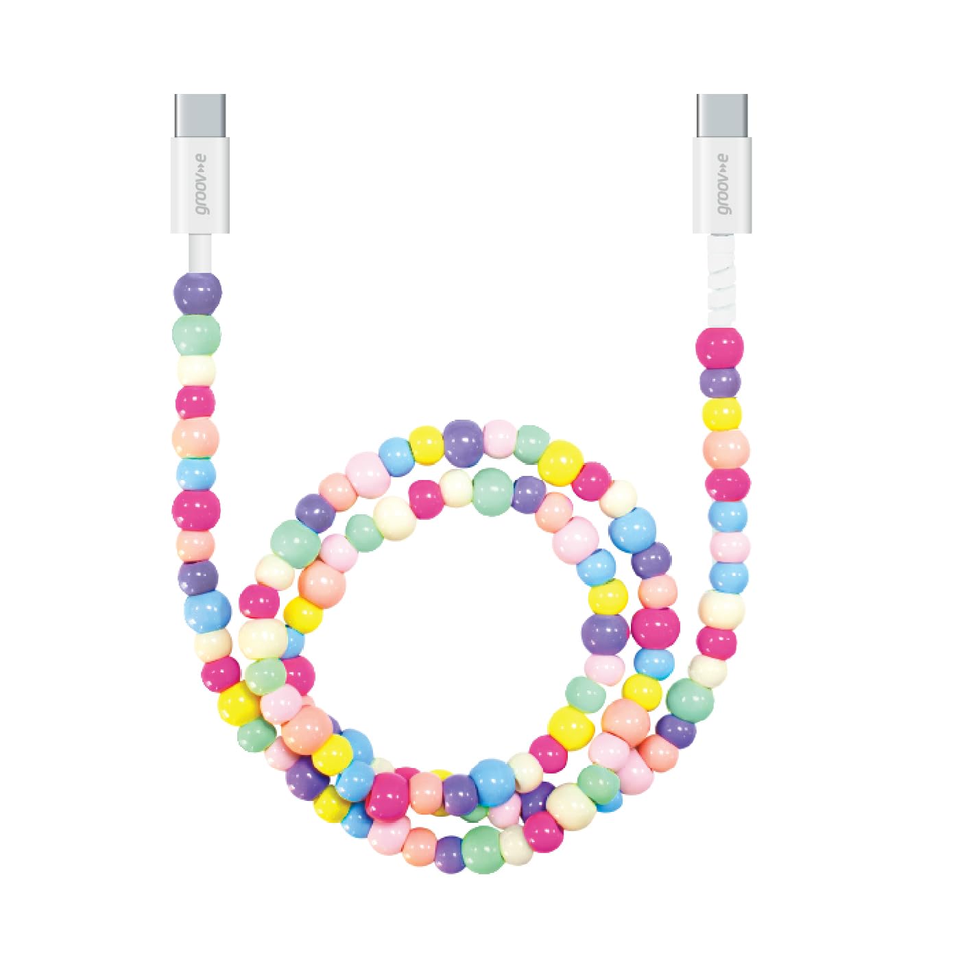 groov e USB-C to USB-C Charging Cable 1 Metre - with Beaded Design, Compatible with Smartphones and Laptops, Fast Charging, Delivers 3Amp Power