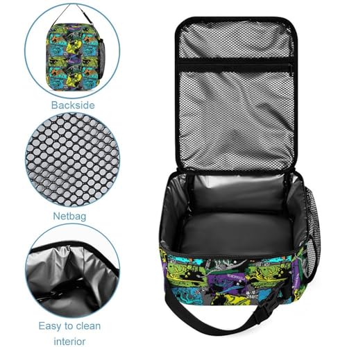 Custom 4Pcs Backpack Set with Lunch Bag Pencil Case Kids Water Bottle Add Your Name Personalized School Book Bags Customization Colorful Dinosaur Skeleton Backpack for Girls Boys4