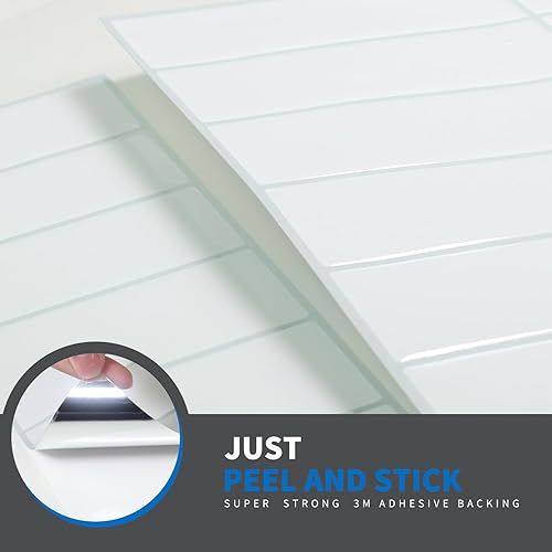 Miniatura 5 de DEWOO Azulejos blancos para fregadero de baño, despegar y pegar, 10 hojas (12 x 12 pulgadas)