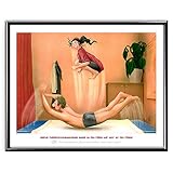 Veit`S Bilder Wandbild Cartoon Physiotherapie Fußreflexzonenmassage - Immer an den Füßen und Nicht mit den Füßen! (Mittel 40x50mit Rahmen)