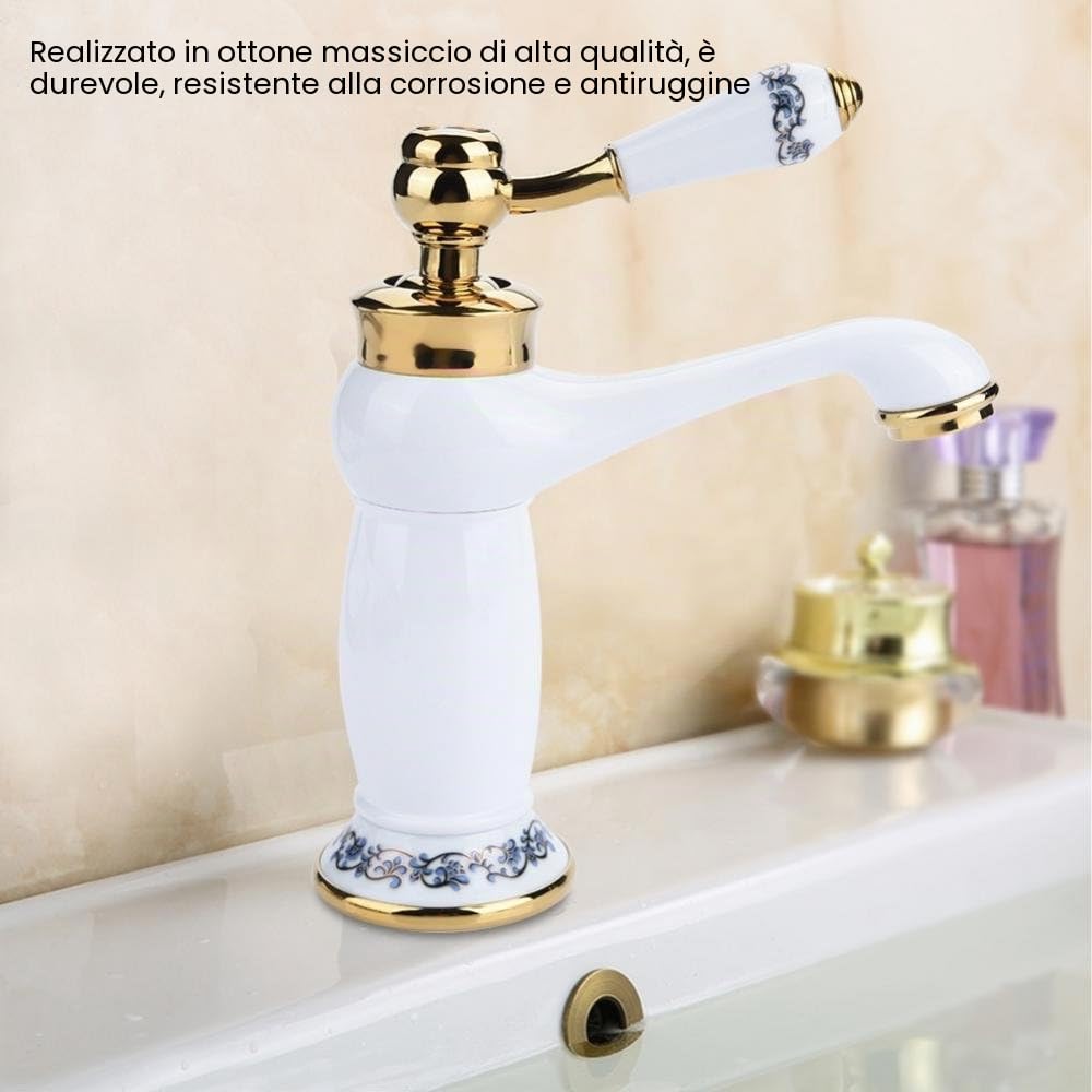 Rubinetto del Bacino Rubinetti Lavabo Bagno Rubinetto per Lavandino Cascata Rubinetto da Bagno Miscelatore Lavabo con Doccetta Estraibile Rubinetto Estraibile per Lavabo Cromato(Bianco)