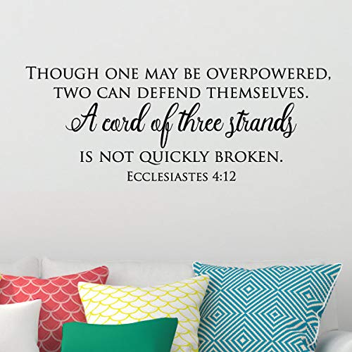 CLIFFBENNETT Wall Quote Decal A Cord of Three Religious Bible Verse Faith Quote Marriage Wedding Ceremony Wedding Knot Vinyl Decal