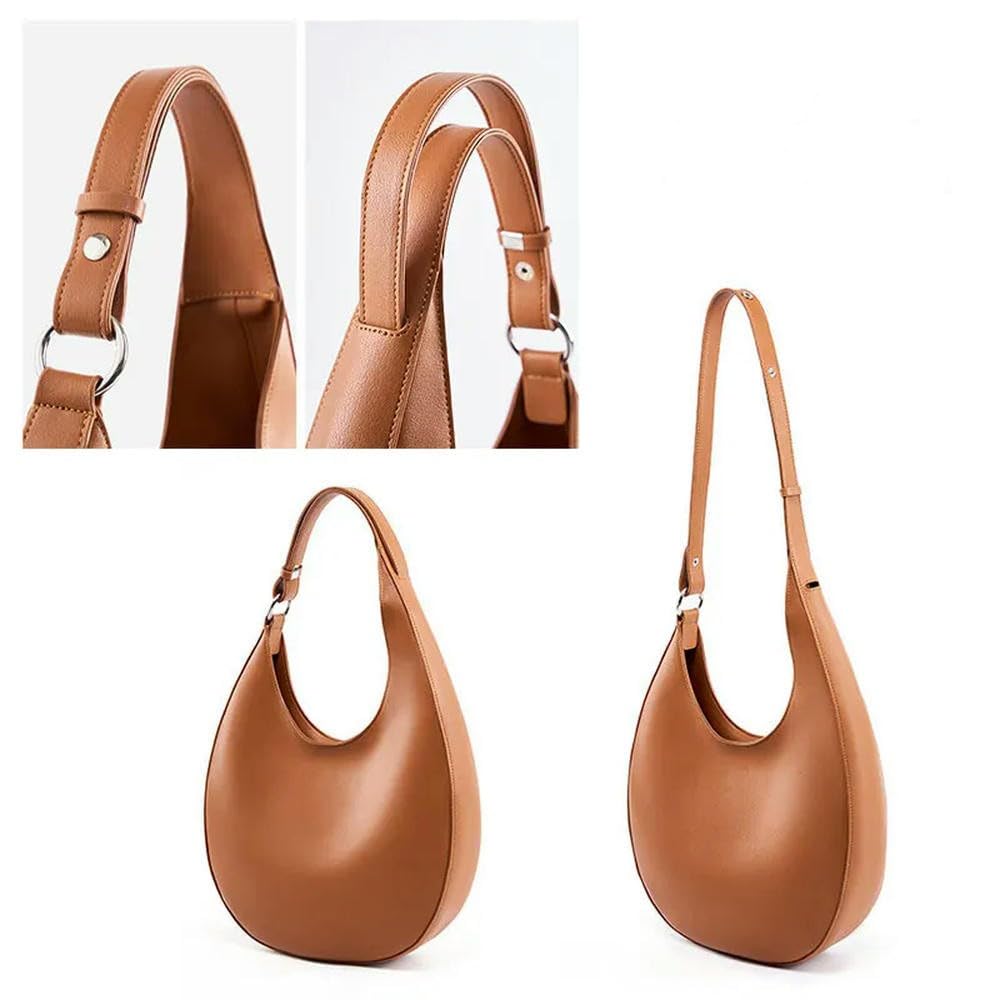 ZBDZSW Bolsos de Mano de Cuero Genuino Bolso de Hombro de diseñador de Lujo de Moda para Mujer Bolsos de Mano de Media Luna de Gran Capacidad de Piel de Vaca de Calidad 2516-Coffee