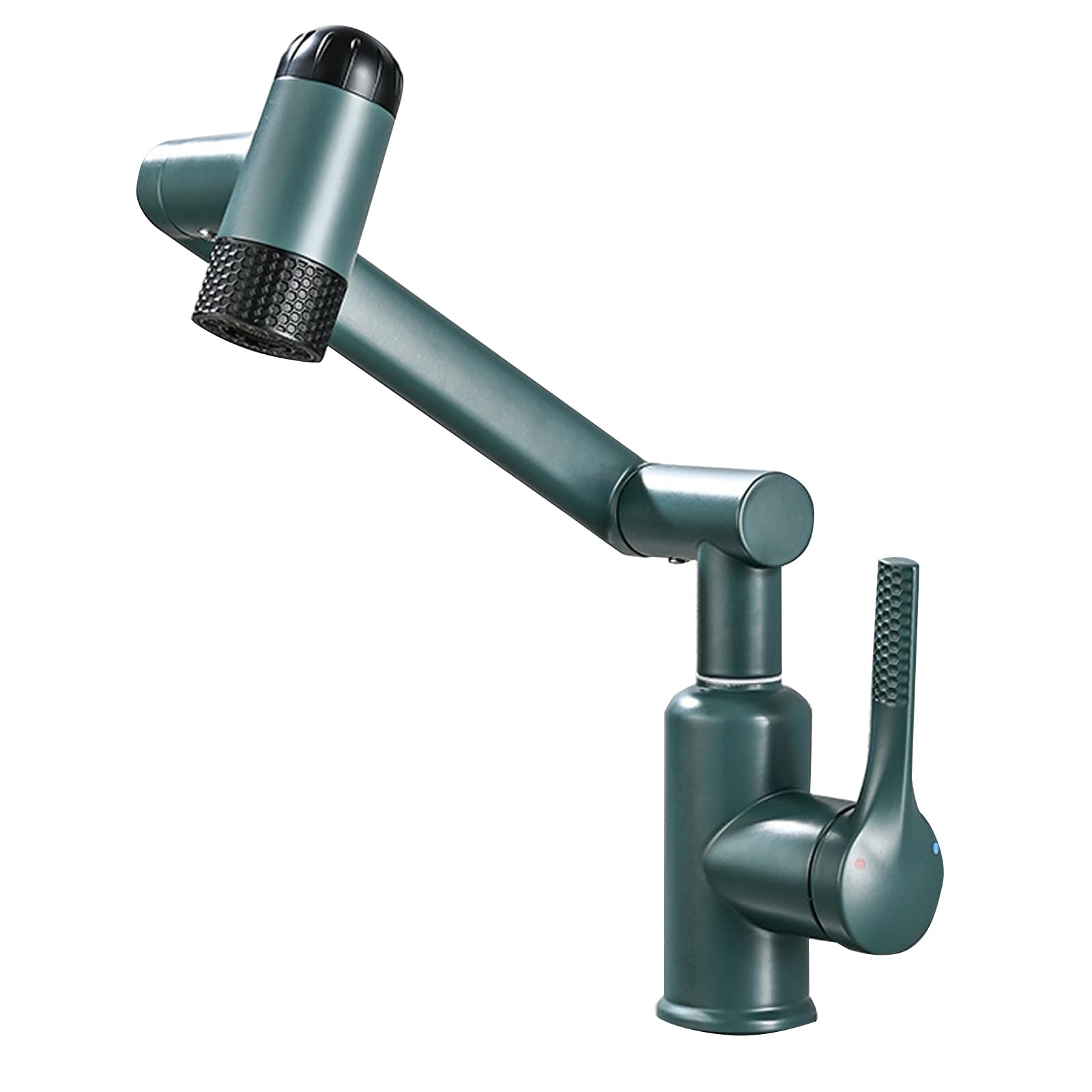 JRUIA Milky White Robotic Arm Bathroom Faucet, 360° Rotatable Stainless Steel Sink Faucet, Multiple Water Dispensing Modes,Green