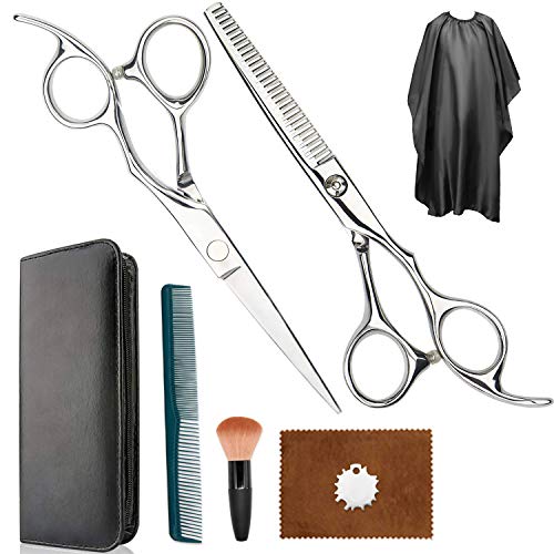Hair Scissors, Hair Cutting Scissors Full Set ?Straight Scissors, Thinning Shears, Comb, Cape, Hairdressing Scissors Kit, Barber Set, Hair Cutting Shears Set Great For Hair Cutting At HOME and Salon