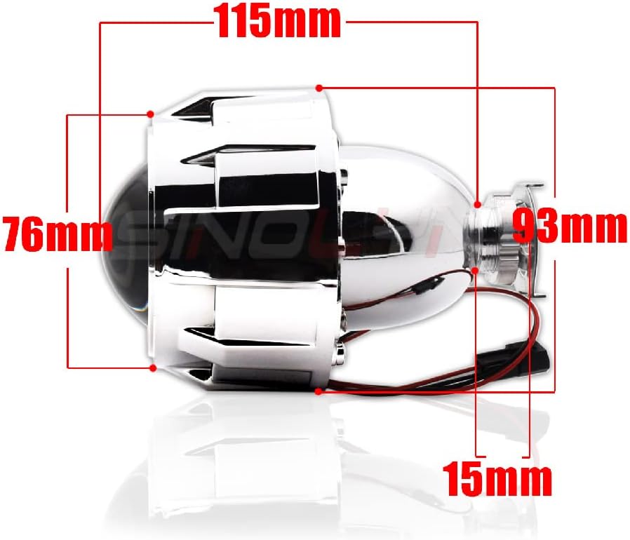 Sinolyn 2.5 Inch 8.0 Bi Xenon Projector Lens Dimensions