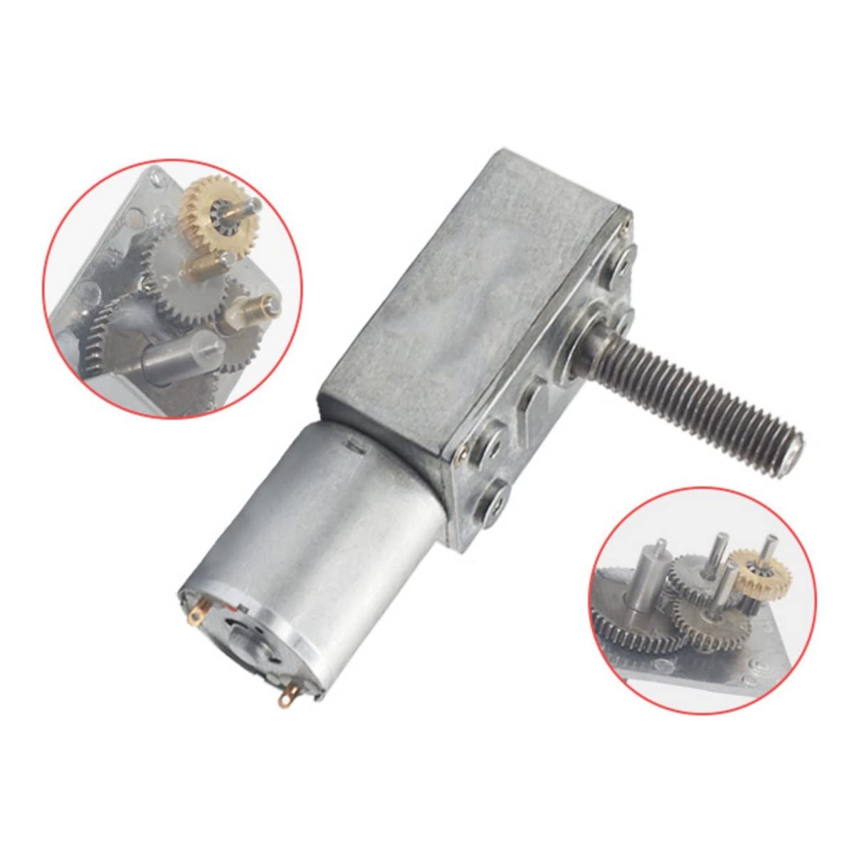 Micromotor 370 Motorreductor 24 V CC, Alto Par, Eje Roscado M8, 6rpm