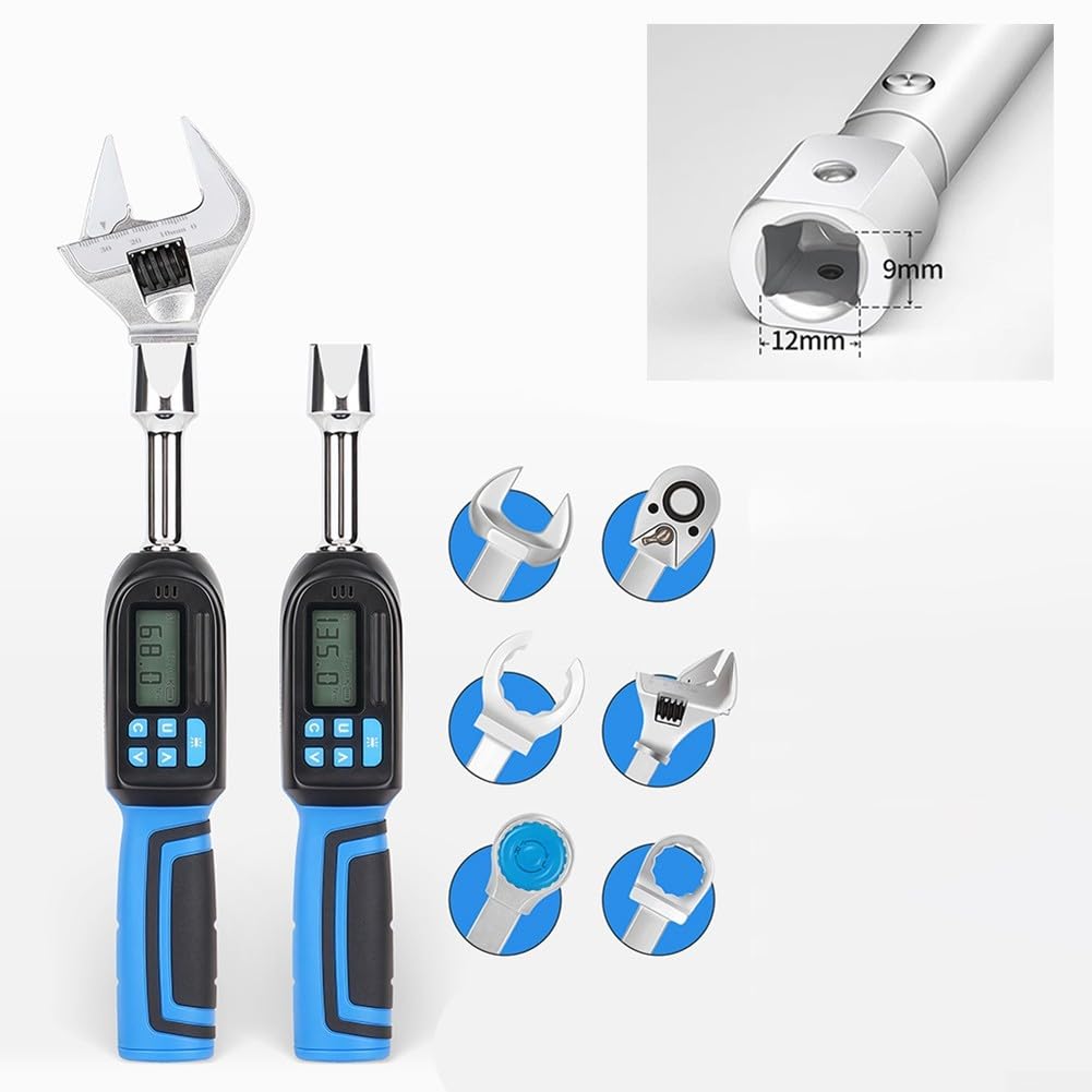 Llave dinamométrica digital con rango ajustable de 6,8 a 135 Nm, ajustable y reemplazable