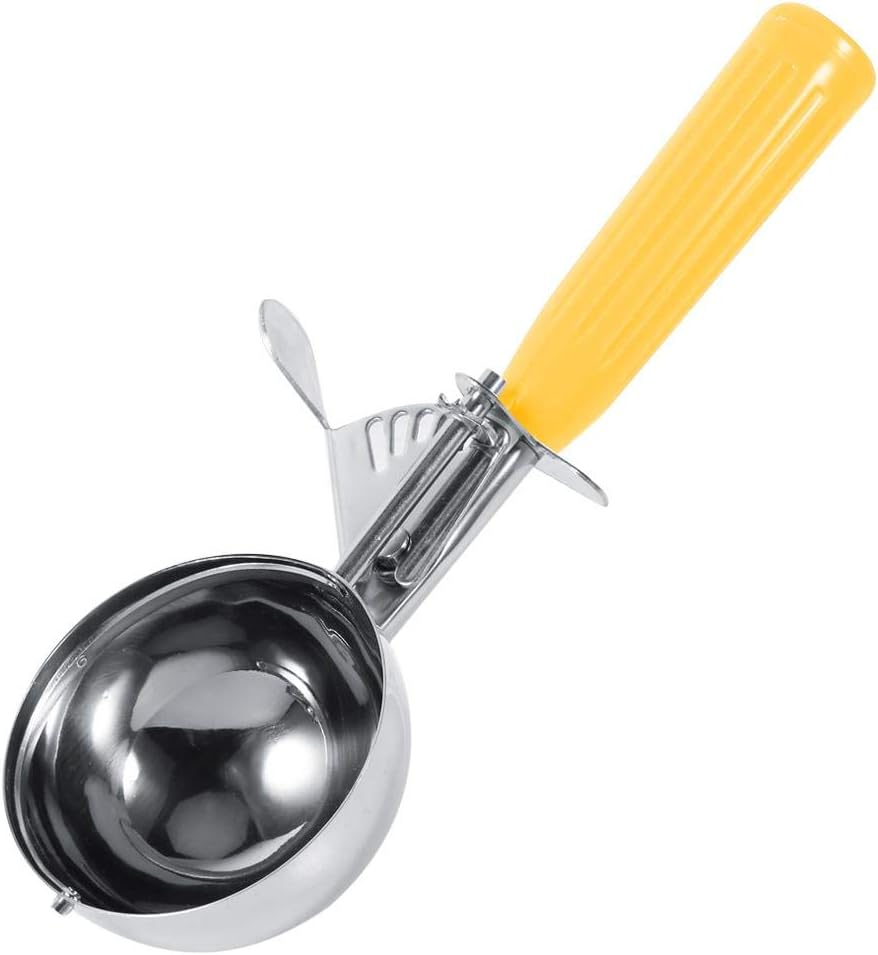 Niady Steel Spoon,Practical Stainless Steel Fruit Ice Cream Scoop Spoon with Plastic Handle