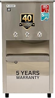 Rockwell 150L Stainless Steel Water Cooler - Energy Efficient, 3 Faucets for Cold Water, 1-Year Comprehensive Warranty, 5-Year Cooling Coil Warranty, 100% Copper Cooling Coil