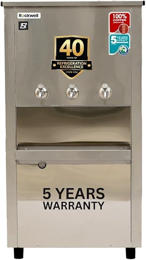 Rockwell 150L Stainless Steel Water Cooler - Energy Efficient, 3 Faucets for Cold Water, 1-Year Comprehensive Warranty, 5-...
