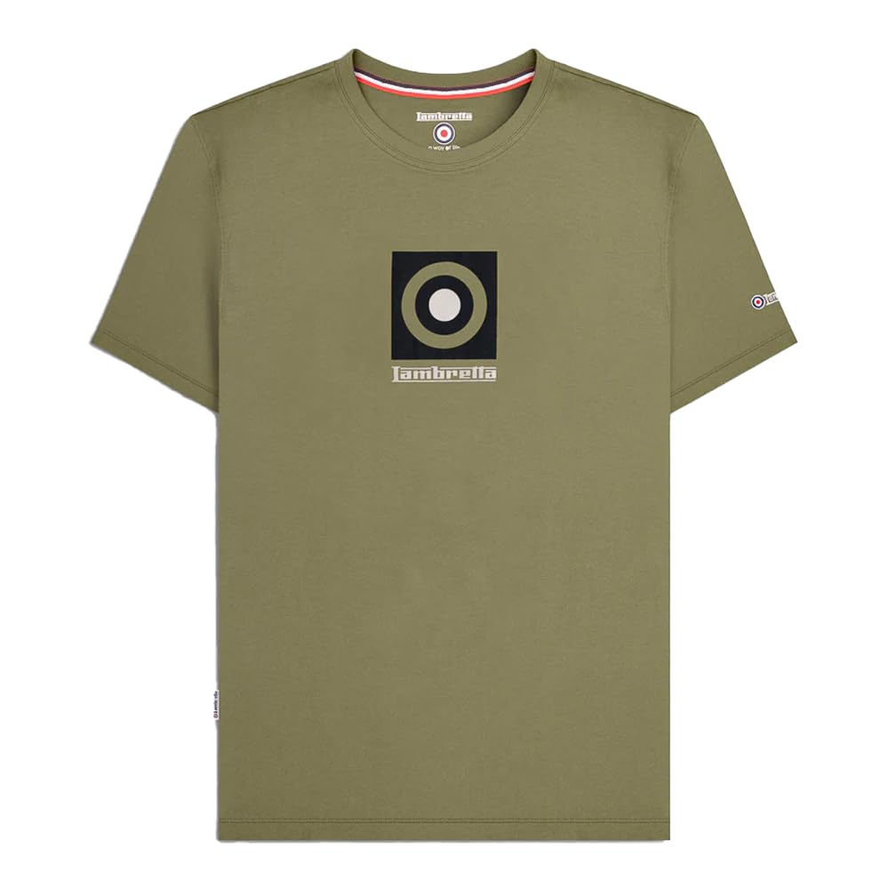 Lambretta Men's Khaki Target Box Short Sleeve T-Shirt - Xl
