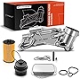 A-Premium Engine Oil Cooler and Oil Filter Assembly Adapter w/Gaskets w/Cap Compatible with Chevy, Pontiac, Saturn Vehicles - 1.6L 1.8L - Cruze, Malibu, G3, Aveo, Astra - Replaces 55353323, 918-432