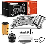 A-Premium Engine Oil Cooler and Oil Filter Assembly Adapter w/Gaskets w/Cap Compatible with Chevy, Pontiac, Saturn Vehicles - 1.6L 1.8L - Cruze, Malibu, G3, Aveo, Astra - Replaces 55353323, 918-432