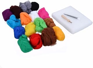 20 Colors Wool Felt Set with Needles Felt Felting Mat Starter Tool Kit for Knitting Sewing Accessories