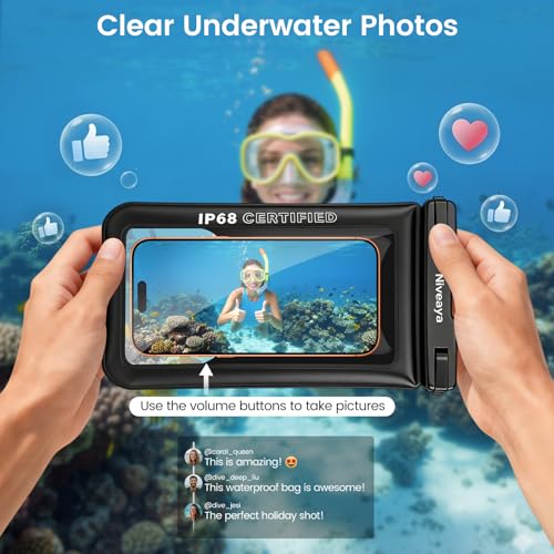 Niveaya Floating Waterproof Phone Pouch, IP68 Waterproof Phone Case with Lanyard for iPhone 17 16 15 Pro Max, Galaxy S25 24 Ultra, Cellphone Dry Bag Beach Cruise Essentials(up to 8.5"-2 Pack) by Niveaya - Used condition - Image 4