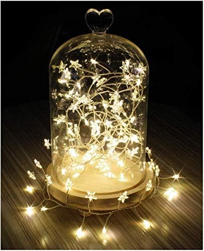 XEMQENER Fairy Lights 120 LED Star String Lights 2m USB Powered for Christmas Halloween Party Wedding Festival Home Bedroom Table Deor (Warm White)