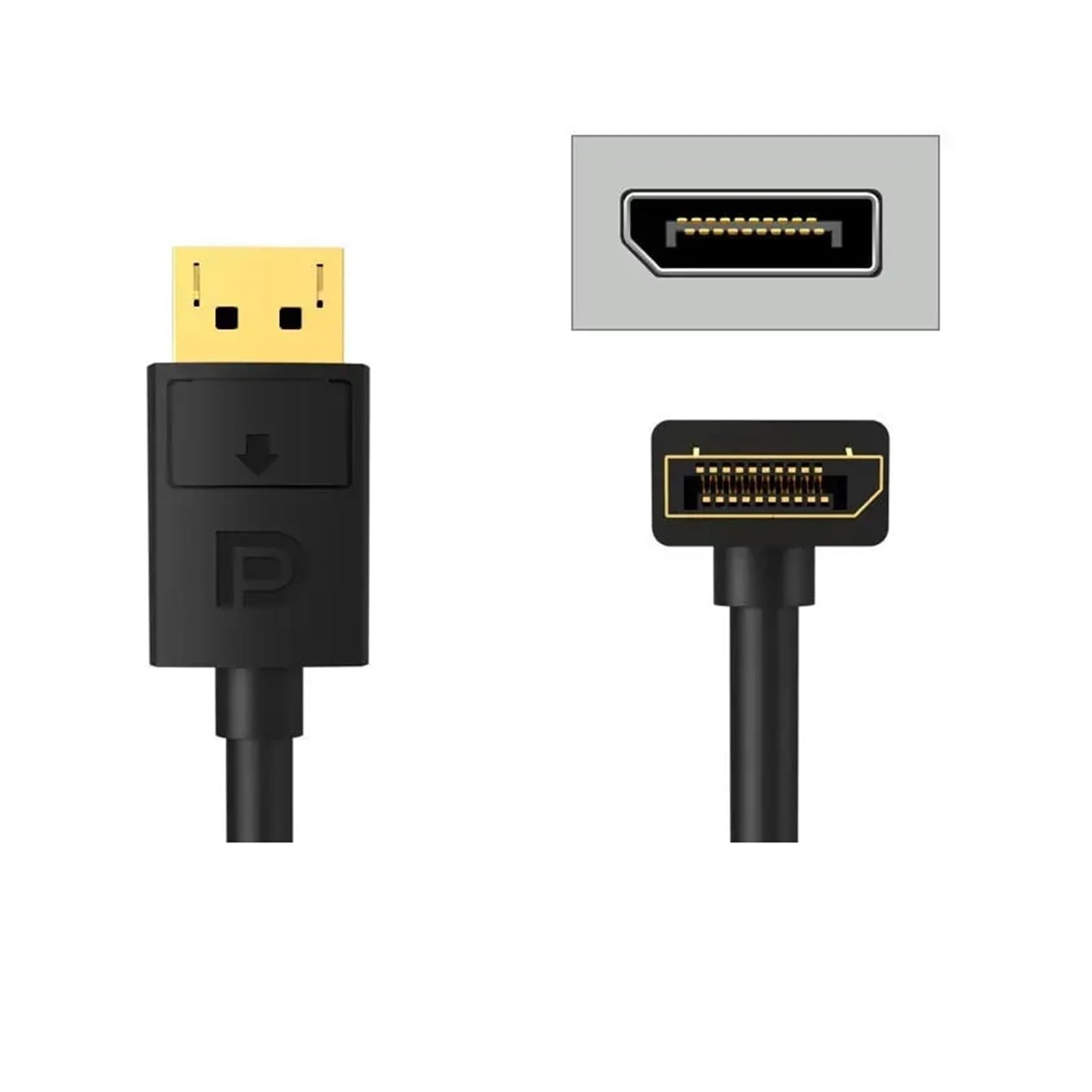 Cavo adattatore Displayport 1,4 da 90 gradi, cavo per porta di visualizzazione ad angolo retto, angolo verso l'alto, 8K/60Hz, 4K/144Hz, compatibile con il monitor di gioco (2,2 m)