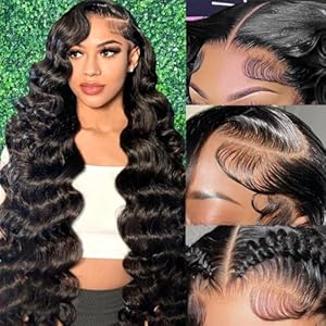 13×6 Lace Front Wigs Human Hair Pre Plucked Body Wave HD Lace Front Wigs Human Hair 180% Density Transparent Lace Frontal Glueless Wigs with Baby Hair for Women 26 Inch