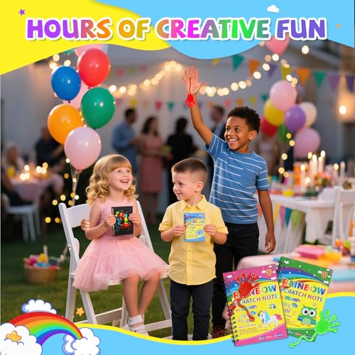 JMMICO 24*3 Pack Scratch Art Notebook+Sticky Hands+Stickers,Party Favors for Kids 4-8-12,Return Gifts for Birthday Party,Goodie Bags Stuffers, End of the Year Gifts for Students — view 5