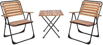 Bistro Set Metal Leg 2 Chairs 1 Coffee Table