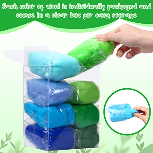 8 Colors 160G Needle Felting Wool Colorful Wool Roving Beautiful Roving Wool Nature Wool Roving Yarn Handmade Sheep Wool Needle Felting Color Wool Sets For Felting Diy Craft (Green Series) #TOP1
