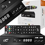 LTC DVB-T2 HD Receiver für terrestrisches Fernsehen, H.265 HEVC Decoder, Full HD 1080p, inkl. 2-in-1 lernfähiger Fernbedienung für TV-Steuerung, PVR Aufnahme, Timeshift, USB, HDMI, Scart, Schwarz