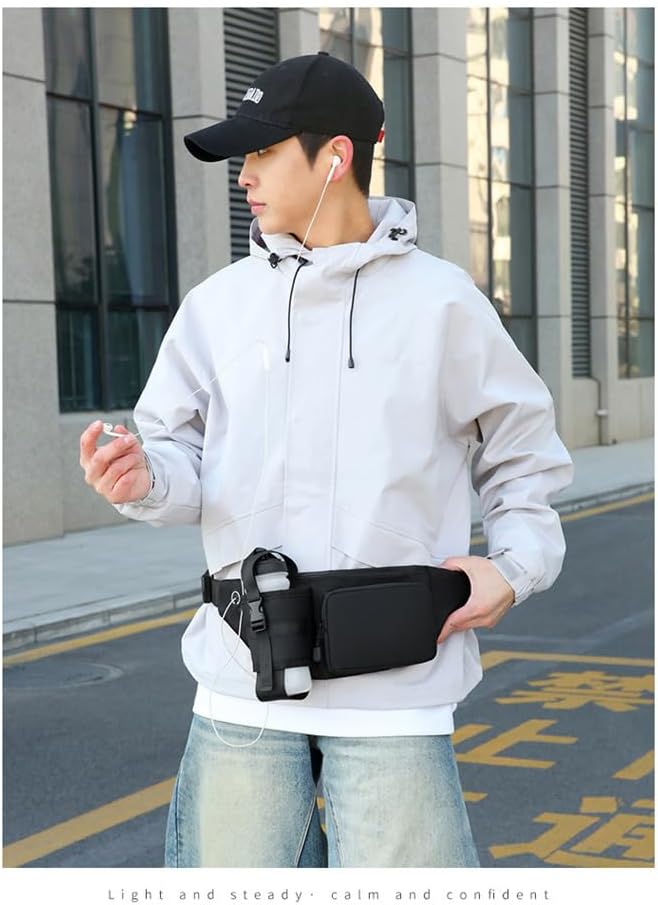 Waterproof Fanny Pack Waist Bag,Waist Pack for Women Men with Water Bottle Holder Hiking Fanny Pack for Outdoors Workout,Cycling,Dog Walking,Running Walking (Black) - Image 5