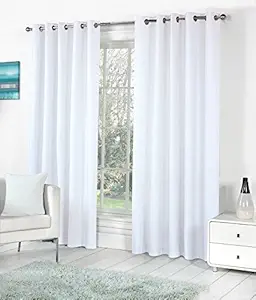 RD TREND Eyelet Polyester 7 Feet Door Curtain Set of 2 - Solid (White)