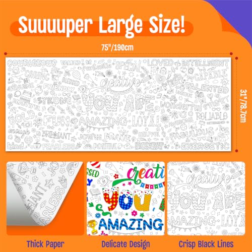 Image of Jumbo Size Coloring Poster for Kids, Motivational DIY Painting Paper