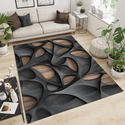 Tapis de salon 200 x 300 cm moderne à motif géométrique lavable - 4
