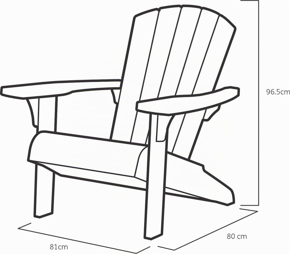 Keter Gartenlounge-Set - 2X Troy Adirondack Gartenstuhl mit Luzon Beistelltisch, Wetterfest, Holzoptik, Graphit, 85x80x96,5cm