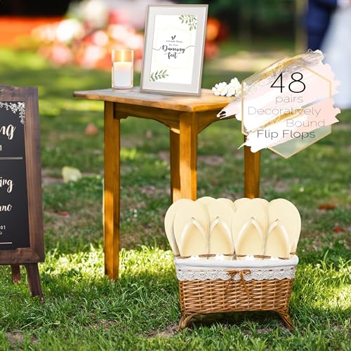 Bulk Flip Flops for Weddings | 48 Pairs | Reception Guest Slippers | Women Men Beach Pool Wholesale Sandals Pack3