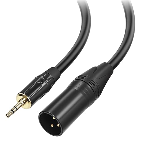 Cable de 0.138 in a XLR, cable de audio macho de 1/8 a XLR, conector TRS Jack, niquelado con chaqueta de PVC, cable equilibrado para mezclador,