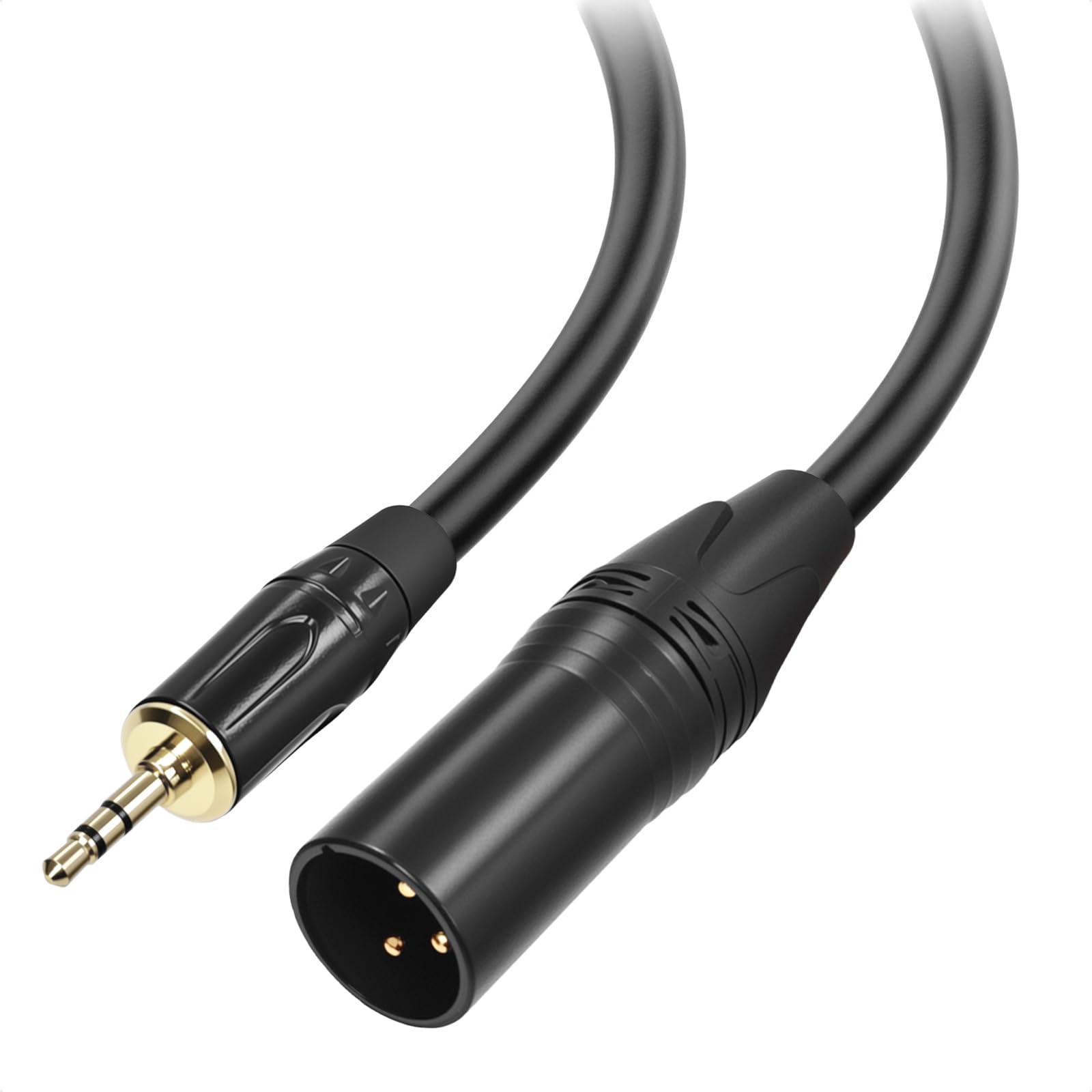 Cyberguys! Kabel 3,5 mm do XLR, męski przewód audio 1/8 do XLR, złącze TRS Jack, niklowany z płaszczem PCW, zbalansowany kabel do miksera, zasilanego głośnika, mikrofonu, karty dźwiękowej, sprzętu