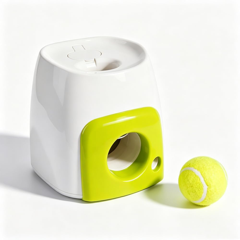Máquina lanzadora de pelotas de perro, rodillo interactivo de pelotas de tenis con recompensa de golosinas, juguete ABS para mascotas para jugar en interiores y exteriores