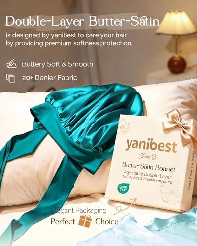 Image of YANIBEST Adjustable Silk Bonnet for Sleeping Women Double Layer Satin Bonnet Reduce Friction Prevent Frizz Curly Hair