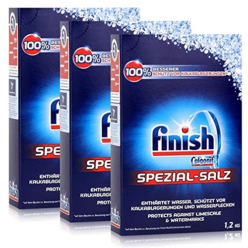 Calgonit Finish Spülmaschinen Spezial-Salz 1,2kg - Enthärtet Wasser (3er Pack)