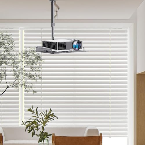 Soporte de techo para proyector con bandeja universal y estante resistente para casa 7