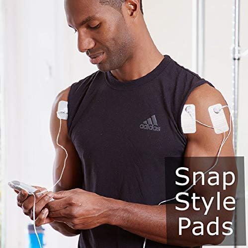 StimChoice TENS Unit Replacement Pads Snap Electrodes, 2"x 4" 24 Pack - Premium Quality TENS Pads - Compatible with TENS Machines with Snap Style Electrode Pads, Replacement Stim Pads, White