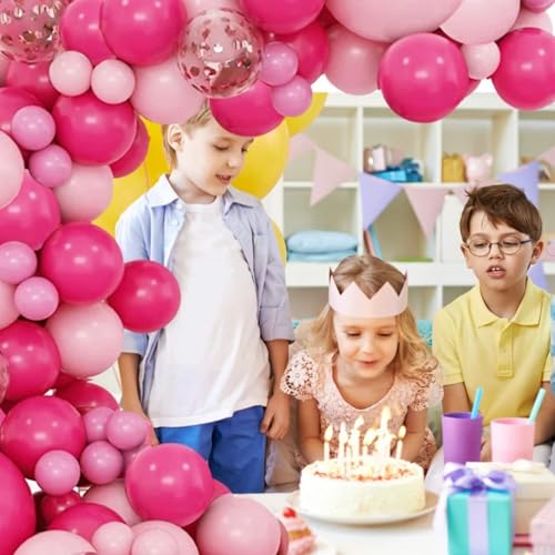 Image of Pink Balloons Set, 65Pcs 12Inch Hot Pink Latex Balloons Baby Light Pink Balloon for Girls Women Baby Shower Wedding Valentine's Day
