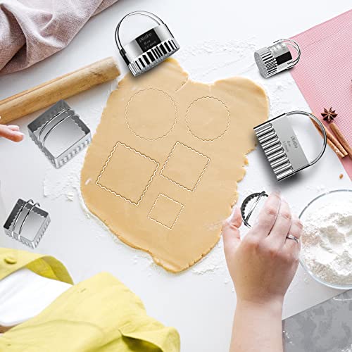 Ineibo Cookie Cutter Set, Square Cookie Cutters With Scalloped Edges, Cookies Cutter With Handle, Professional Pastry Dough Baking Cutter, Shapes Pastry Cutter #TOP6