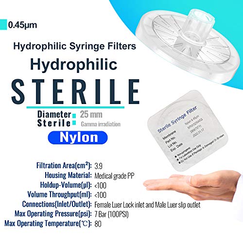 Biomed Scientific 43234-2283 Sterile Syringe Filters Nylon 25 Mm Diameter 0.45 Um Pore Size Individually Packaged 10/Pk … thumb #1