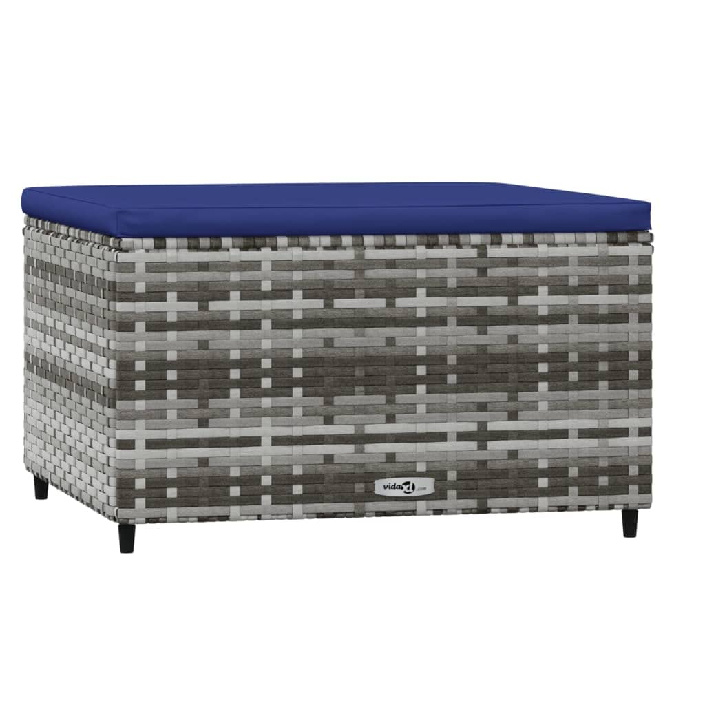 vidaXL Repose-Pieds de Jardin et Coussins 2 pcs Gris résine tressée, Pouf, Pouf Ottoman, Tabouret de Jardin, Repose-Pieds, Repose-Pieds extérieur