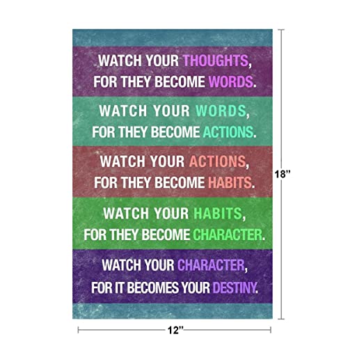 Image of Watch Your Thoughts Motivational Inspirational Encouraging Colorful Textured Teamwork Quote Inspire Quotation Gratitude Positivity Motivate Word Empathy Cool Wall Art Print Poster 12x18